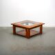Walnut burl and glass coffee table circa 1980