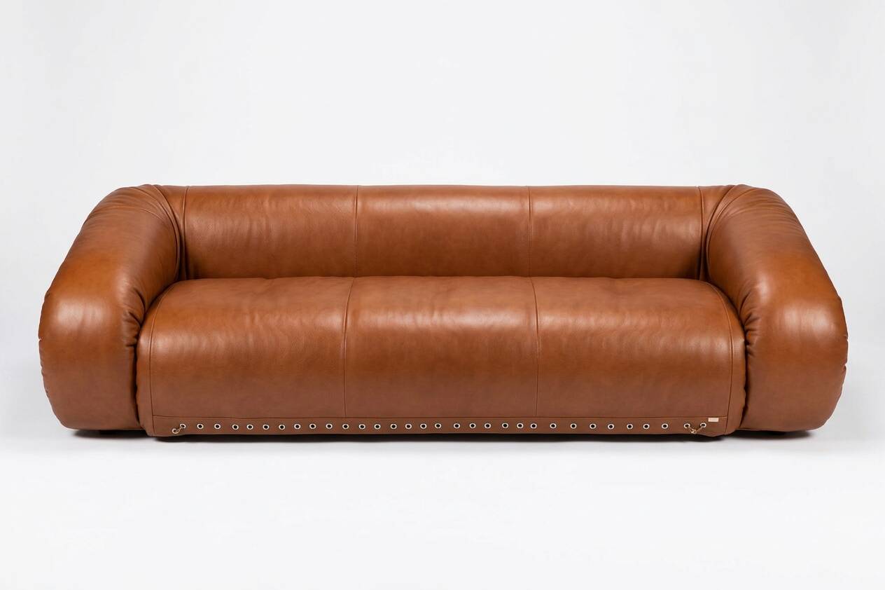 Sofa Bed "Anfibio" for Giovannetti Collezioni in Dark Cognac  Leather