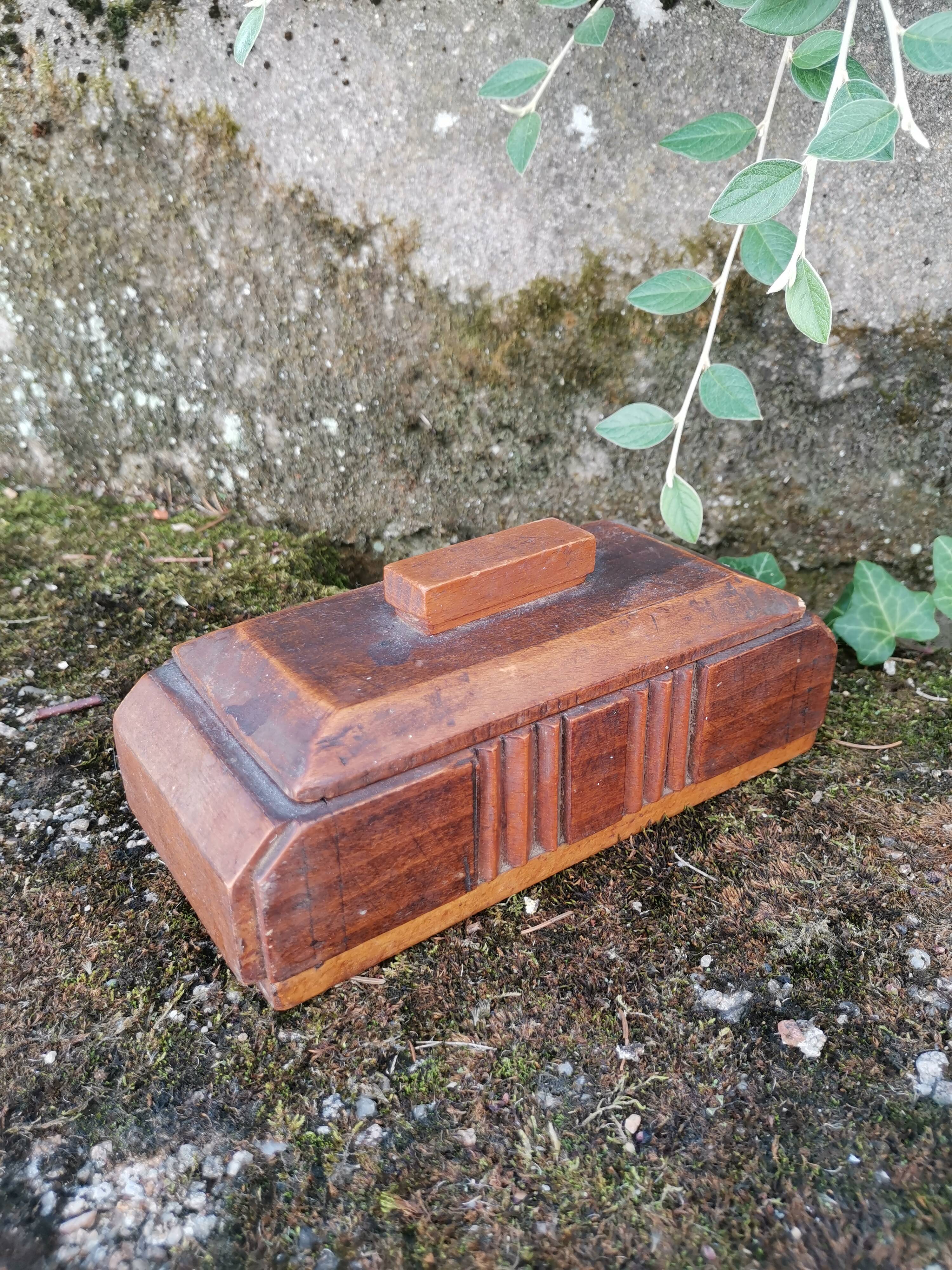 Carved wooden box