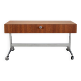 Meuble console média roulant danois restauré en teck, années 1970