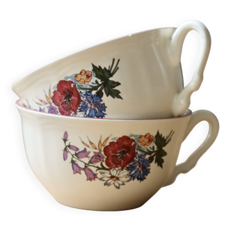 Tasses vintage faïence Sarreguemines – Décor Floral