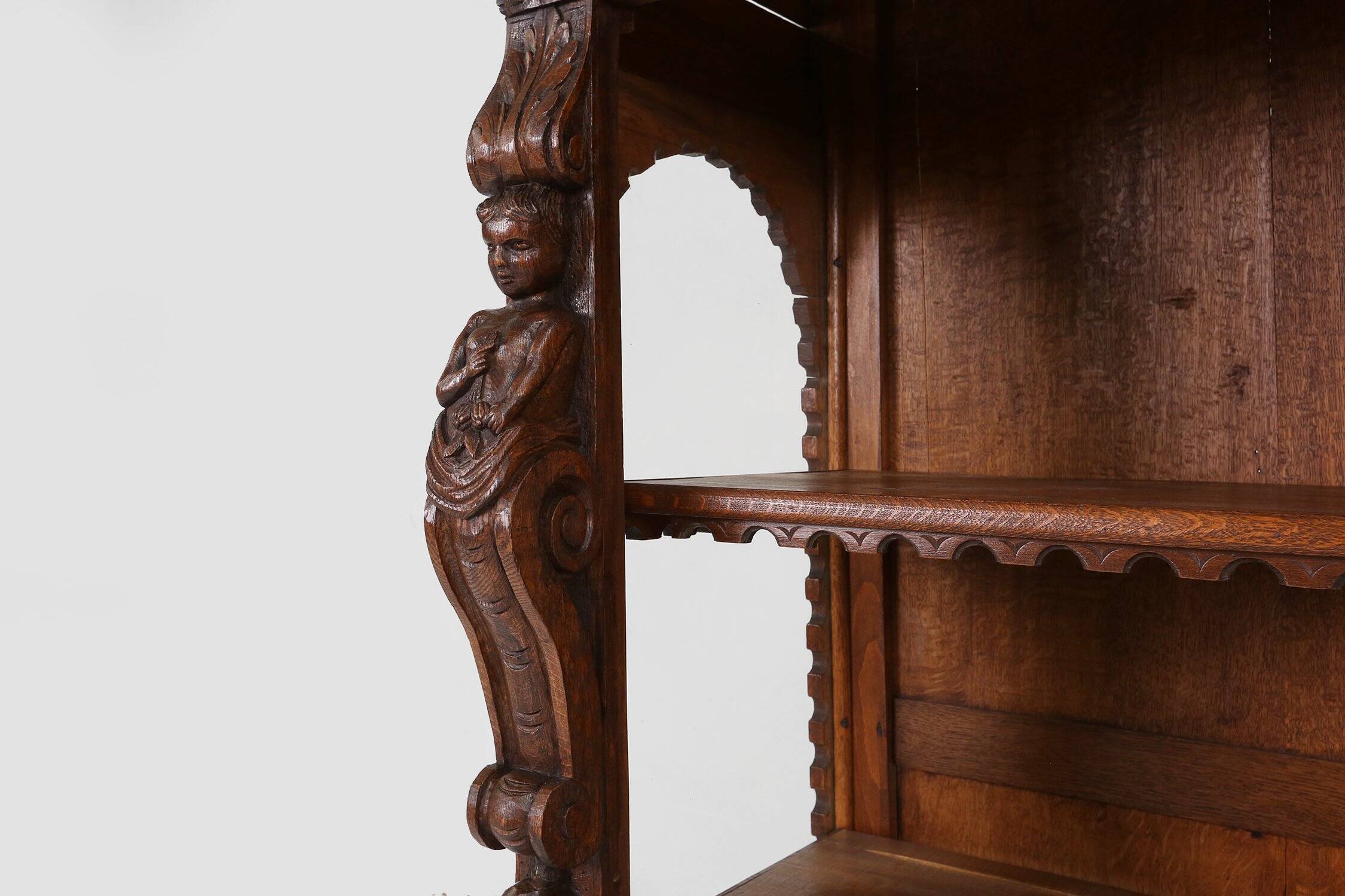 Baroque Style Display Case in Oak, Belgium, 1950s