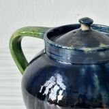 Numbered ceramic teapot, Belgian pottery style.