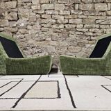 Paire de chauffeuse velour vintage 1970"