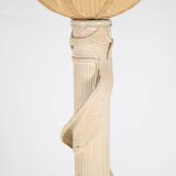 Rattan and silk floor lamp