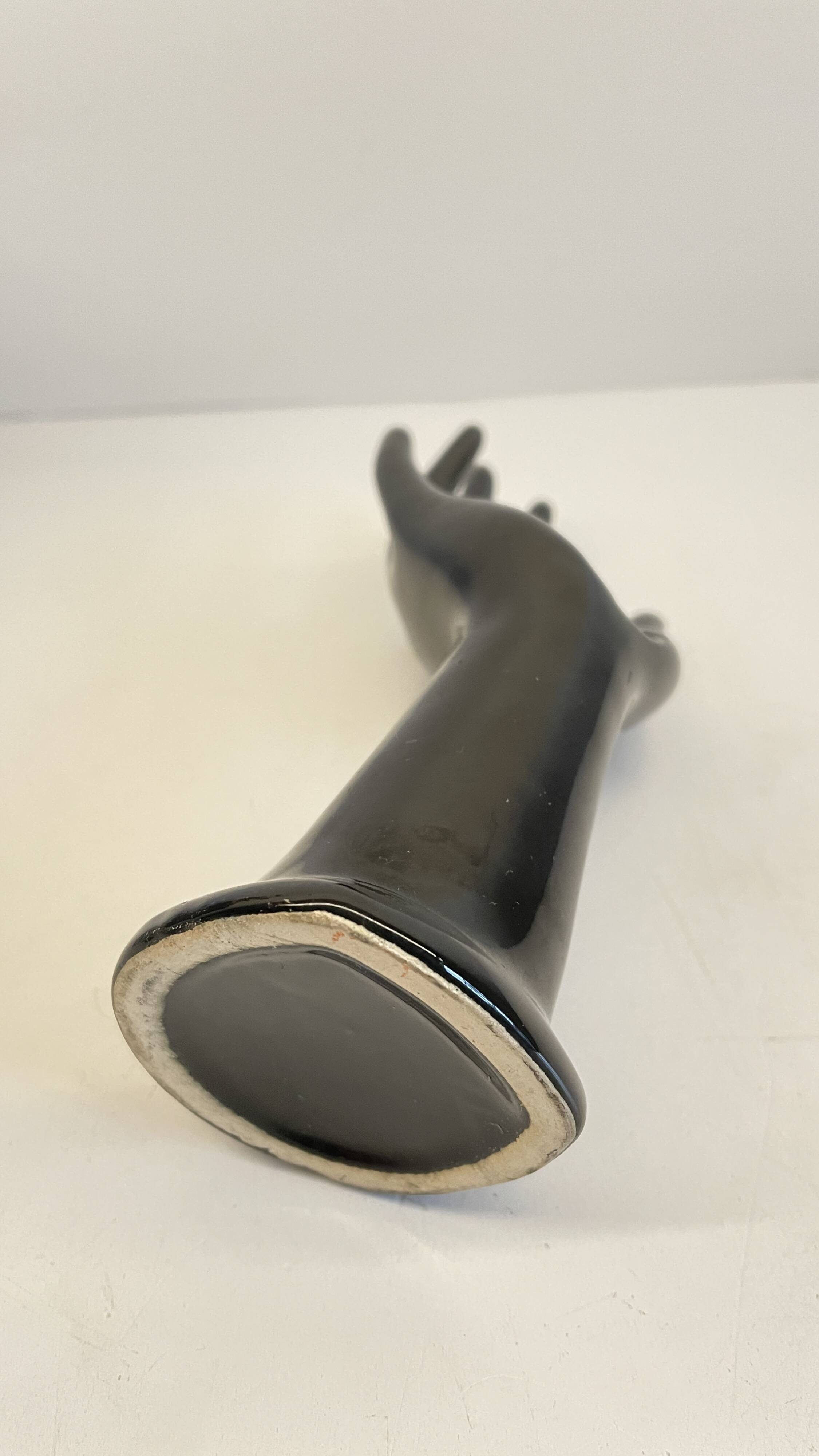 Handmade vintage black ceramic ring sizer vase