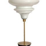 Table lamp with a matte white glass globe
