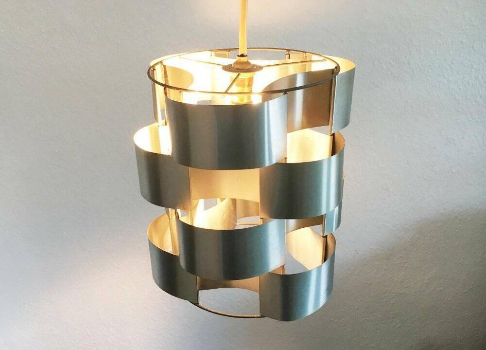 French aluminium sculptural pendant from the mid-century by Max Sauze, 1960s.
