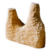 Hand-carved soliflore vase in solid lime wood.