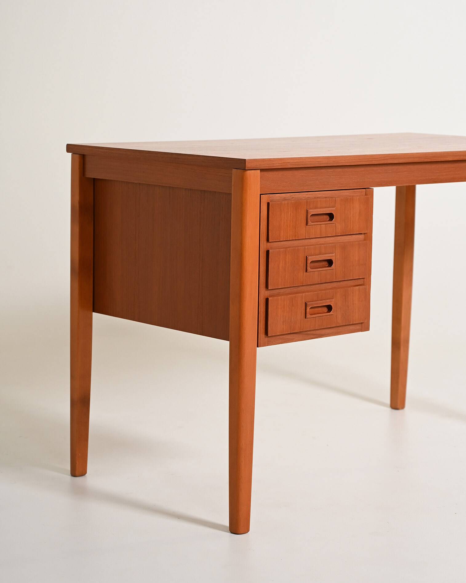 Scandinavian teak desk with sliding drawers, 1960s