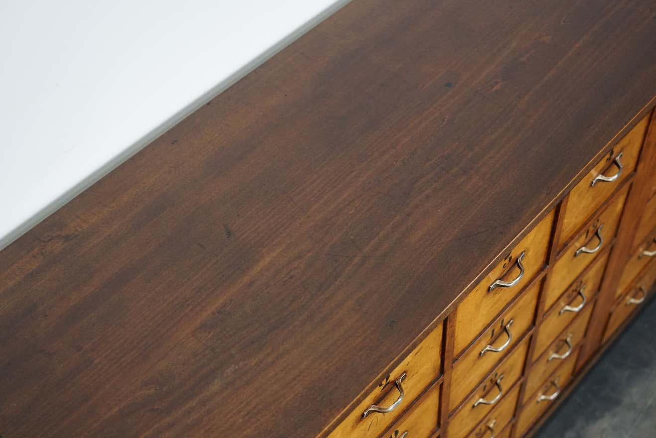 Dutch industrial apothecary cabinet in beech and oak 1940s