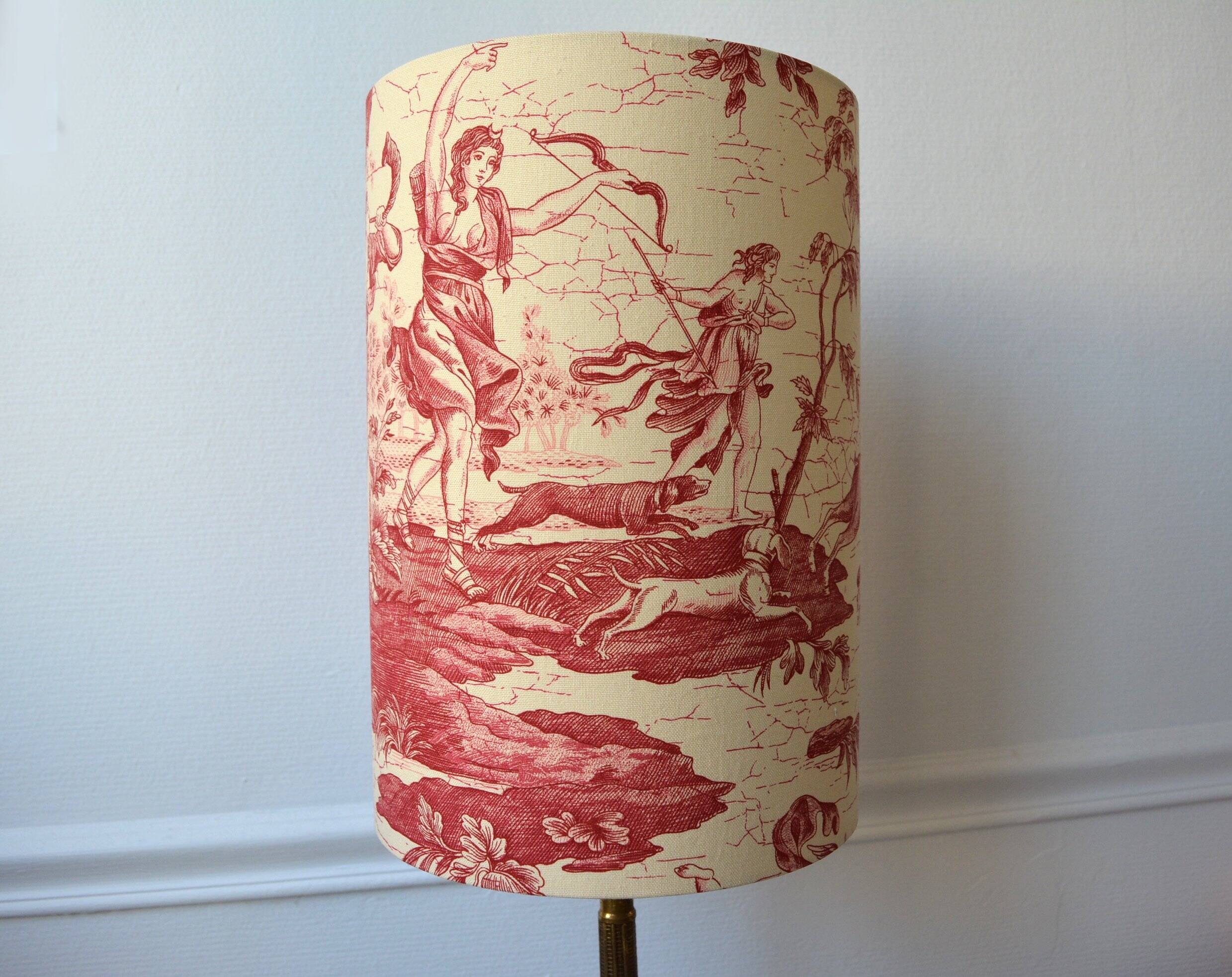 Red toile de Jouy lampshade