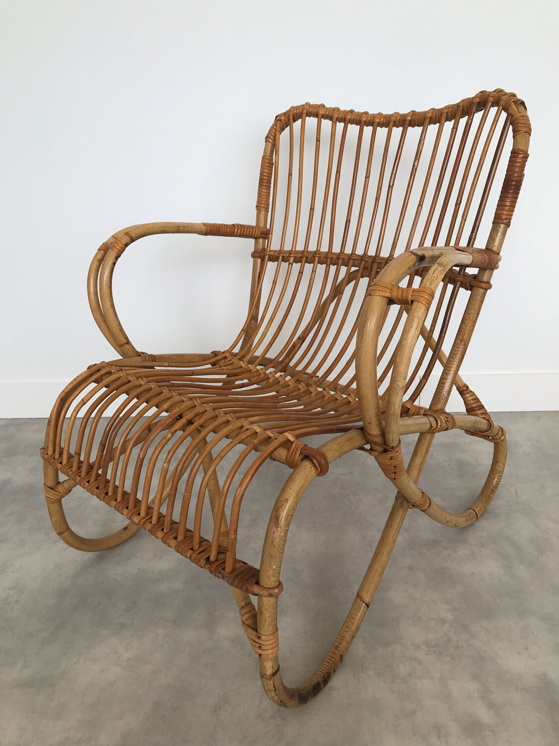 Pair of vintage rattan armchairs