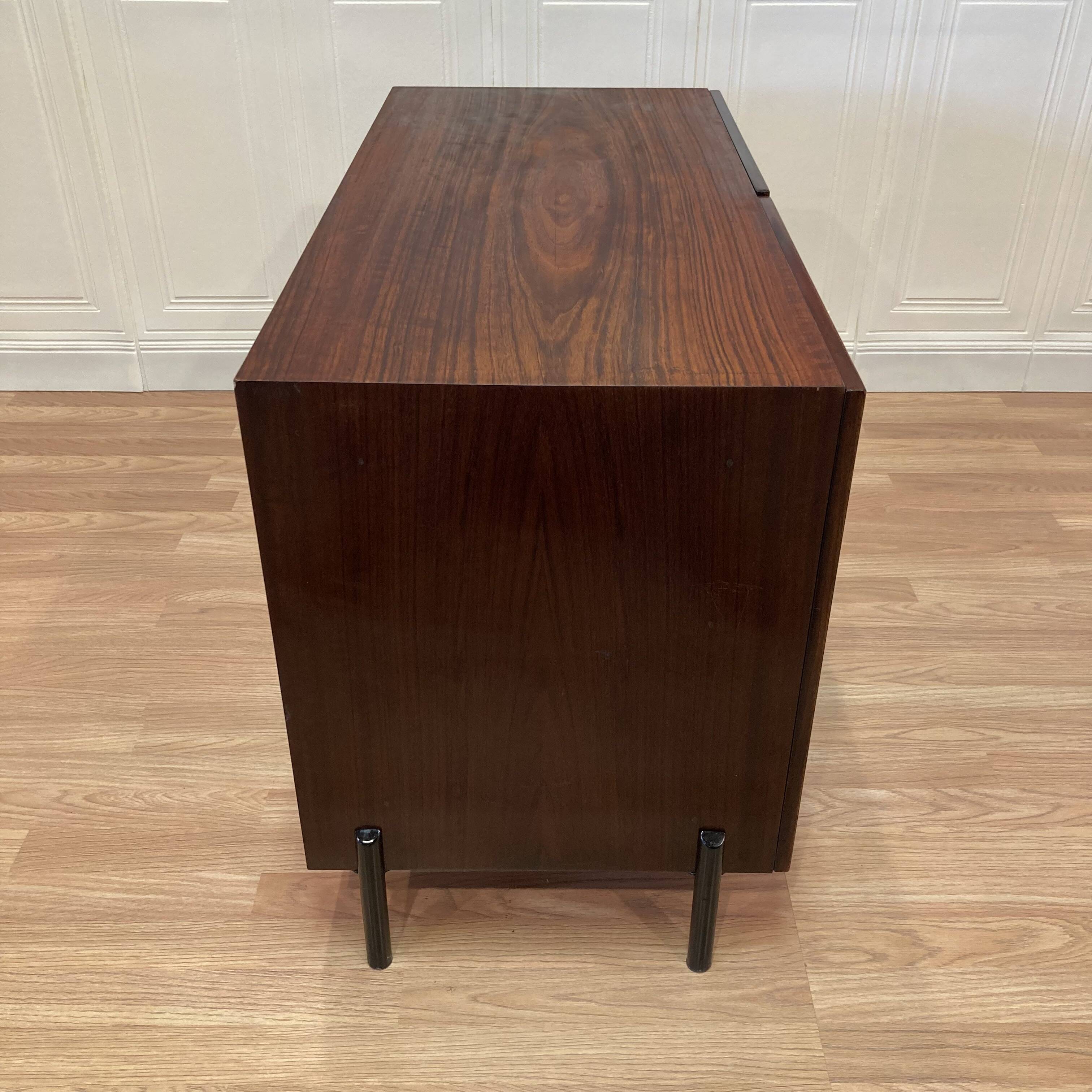 Commode palissandre et métal design 1950