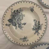 4 deep plates in Sarreguemines iron clay model Flore.