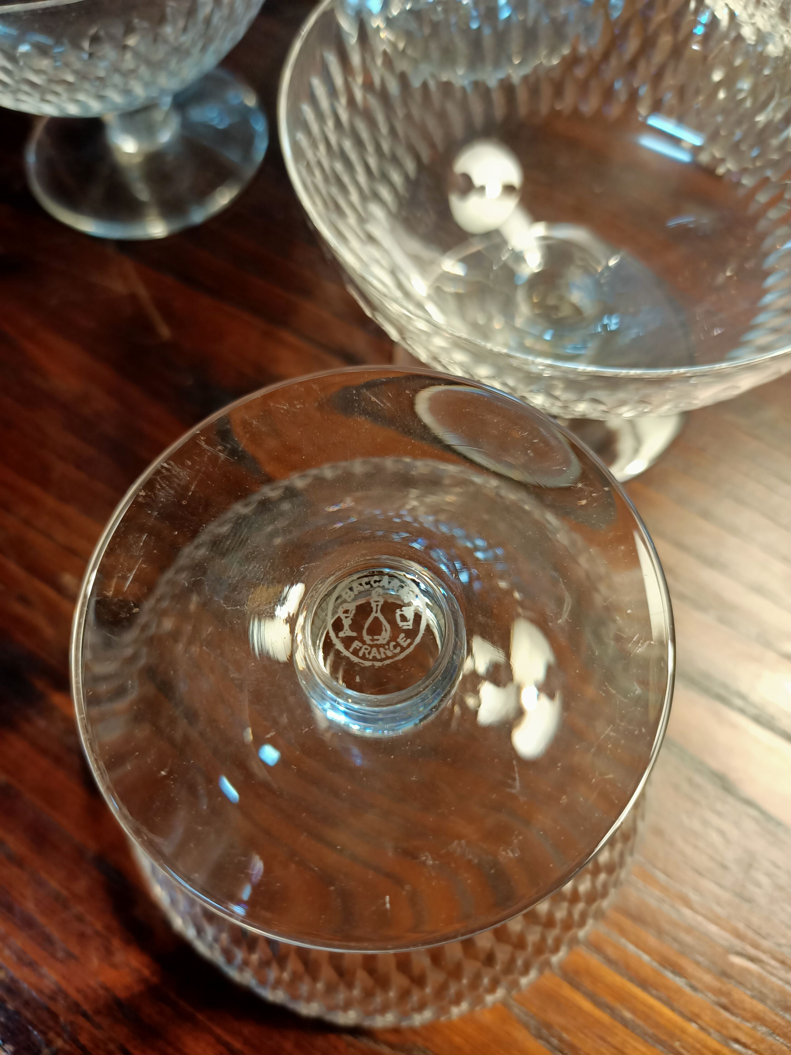 9 coupes a champagne baccarat années 20
