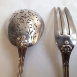 4 Serving cutlery in silver metal, model with crossed ribbons, Louis XVI style