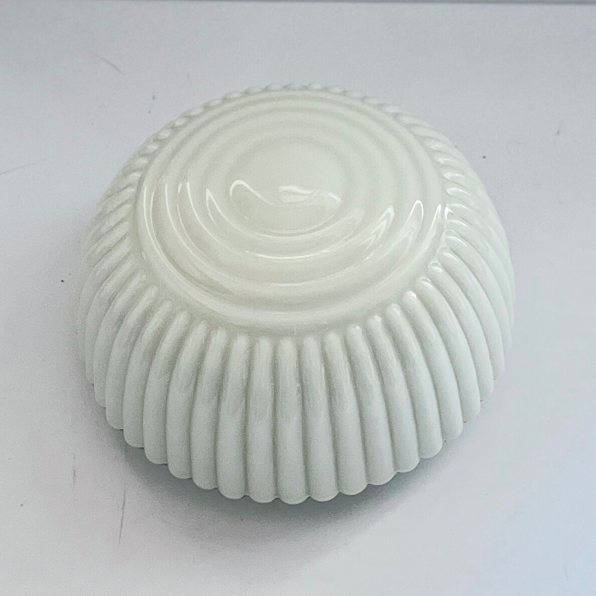 White glass plafond Polam Wikasy, Poland 1970s.