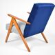 Original armchair compas, pied de poule, blue velvet, 1960s, restored
