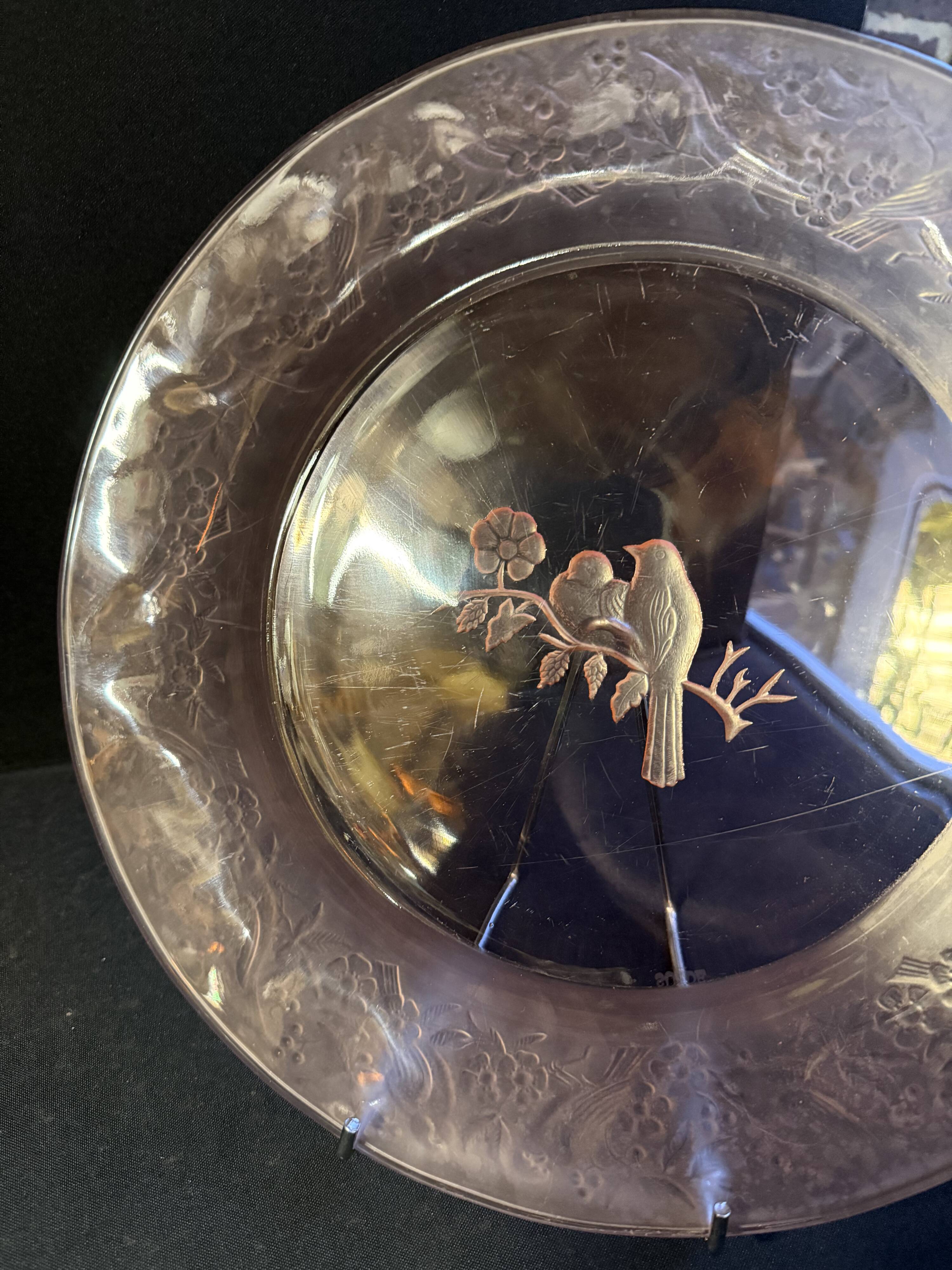 Serving dish – cast pink crystal – sweden