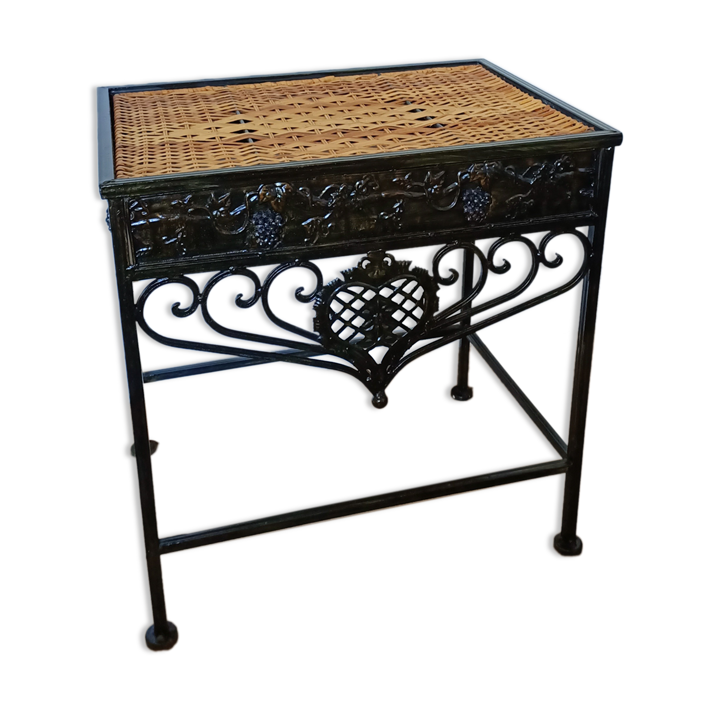 Metal and rattan bedside