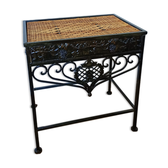 Metal and rattan bedside