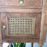 Pair of solid wood cane bedside or nightstands