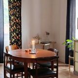 Table scandinave en teck ovale rallonges intégrées, années 60 comme neuve