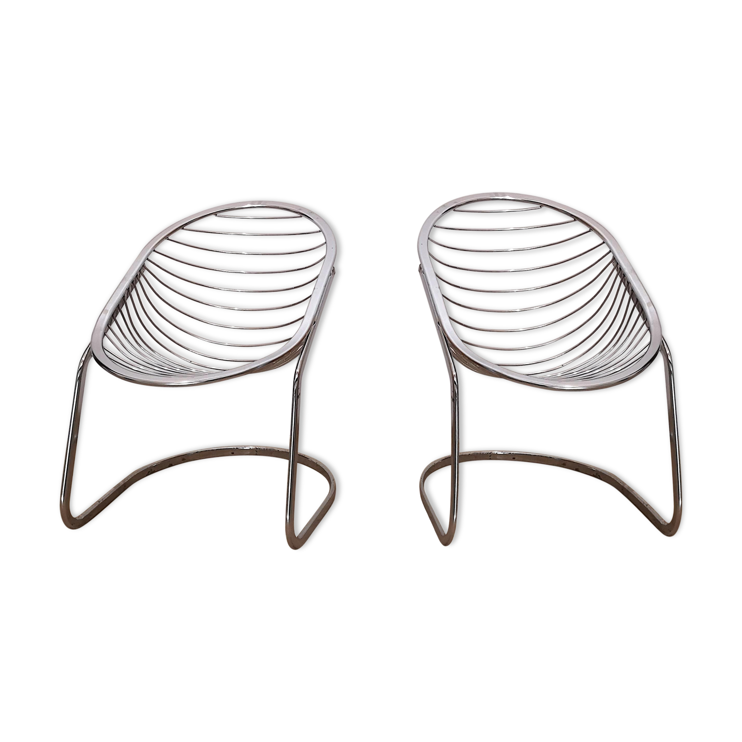 Paire de fauteuils chrome vintage de Gastone Rinaldi 1970