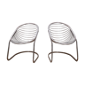 Details on pair of armchairs chrome vintage Gastone Rinaldi, 1970
