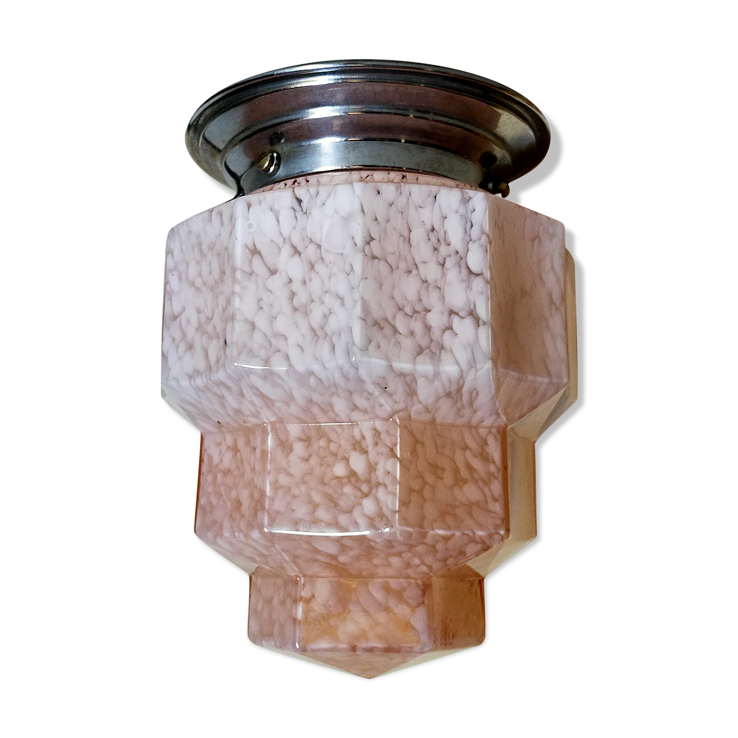 Clichy Glass Art Deco Ceiling Lamp 1925