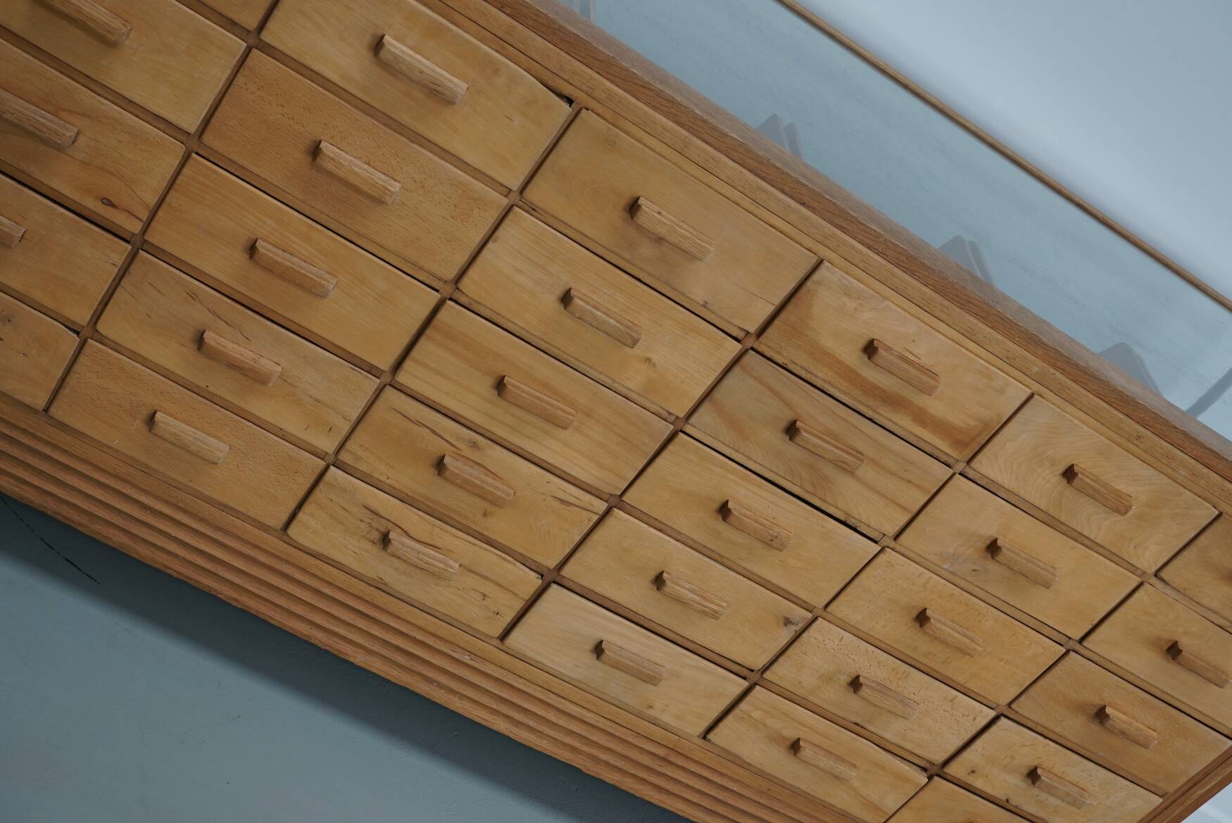 Antique British maple & oak haberdashery cabinet or shop counter, 1930s