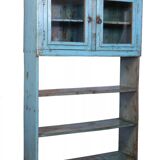 Ancienne étagère en teck birman patine bleu d’origine