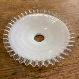 White glass pendant light with ruffled collar