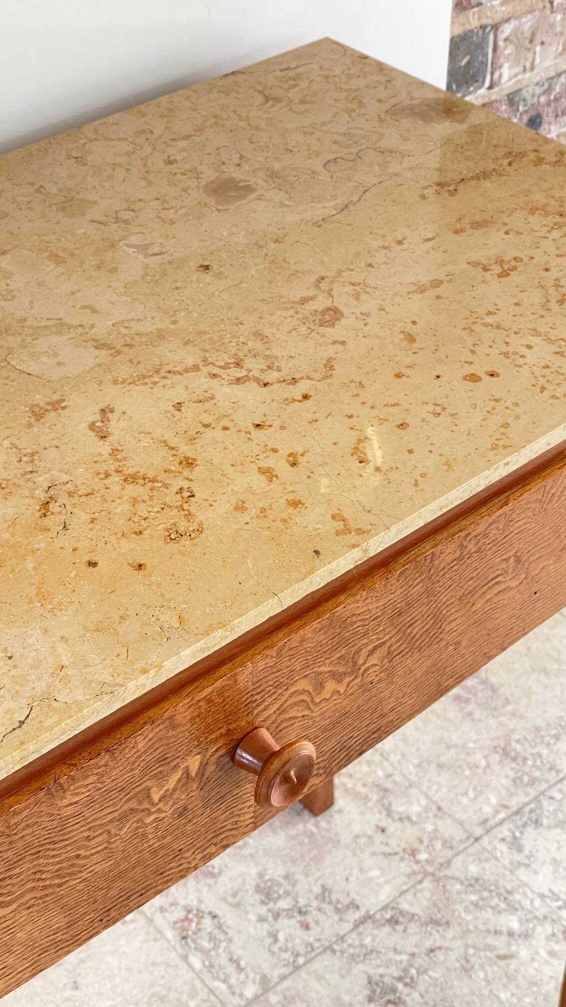 Vintage wood and marble console desk