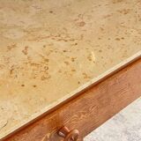Vintage wood and marble console desk