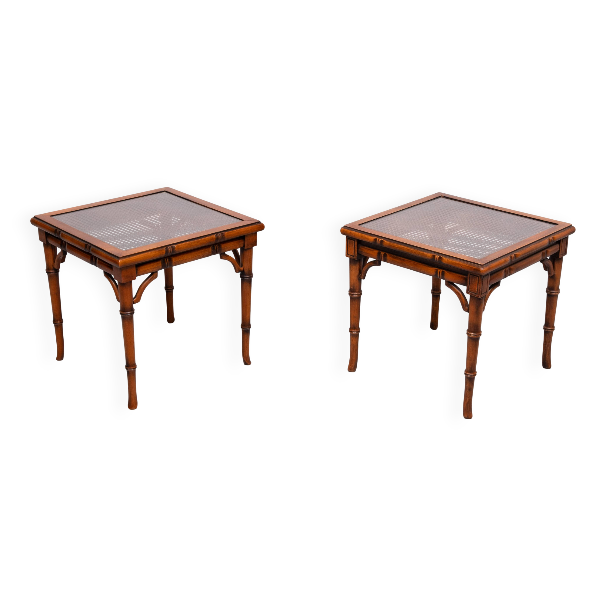 Faux Bamboo Cherry Wood sofa tables 1970s England