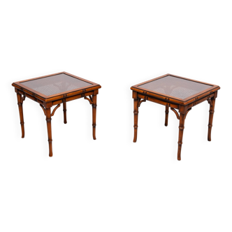 Faux Bamboo Cherry Wood sofa tables 1970s England