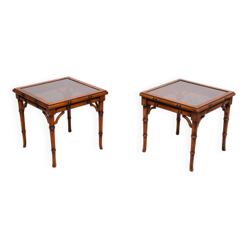 Faux Bamboo Cherry Wood sofa tables 1970s England