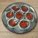 Set of 6 Vintage French Blue Grey & Orange  Hand Painted Pordic 6 Serving Oyster Plates 4973