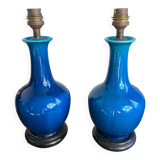 Pair of crackled ceramic lamps