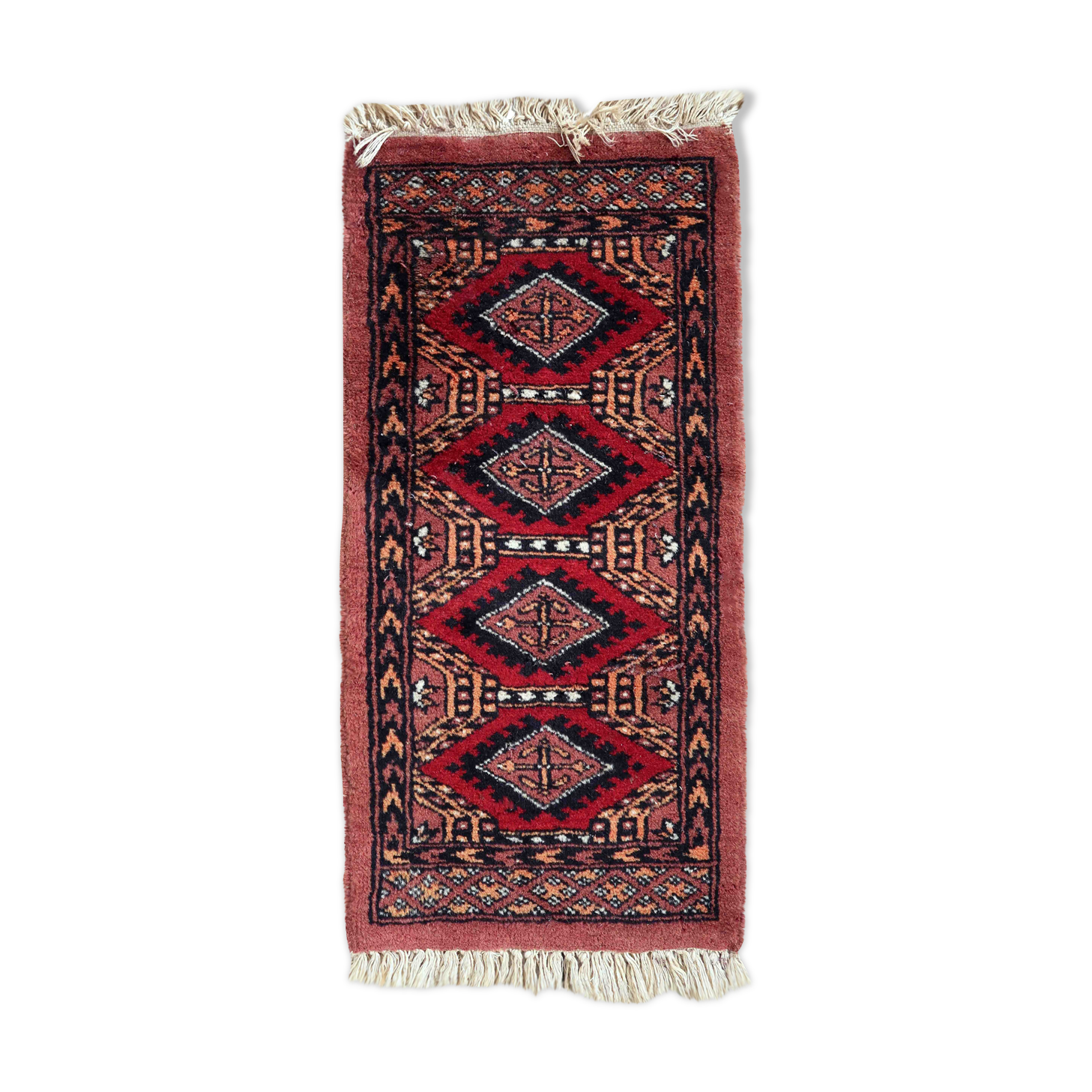 Vintage carpet pakistani lahore handmade 33cm x 66cm 1970s