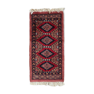 Tapis vintage pakistanais lahore fait main 33cm x 66cm 1970s