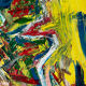 Jazzman playing the double bass, abstract, signed