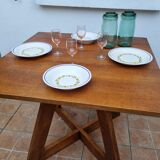 Square table in art deco style in oak, removable