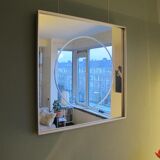 Vintage aluminum 77cm square mirror