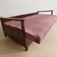 Burgundy folding sofa bed by Edmund Homa, mid-century modern, 1960s, Czechoslovakia, 200 × 88 × 80 cm