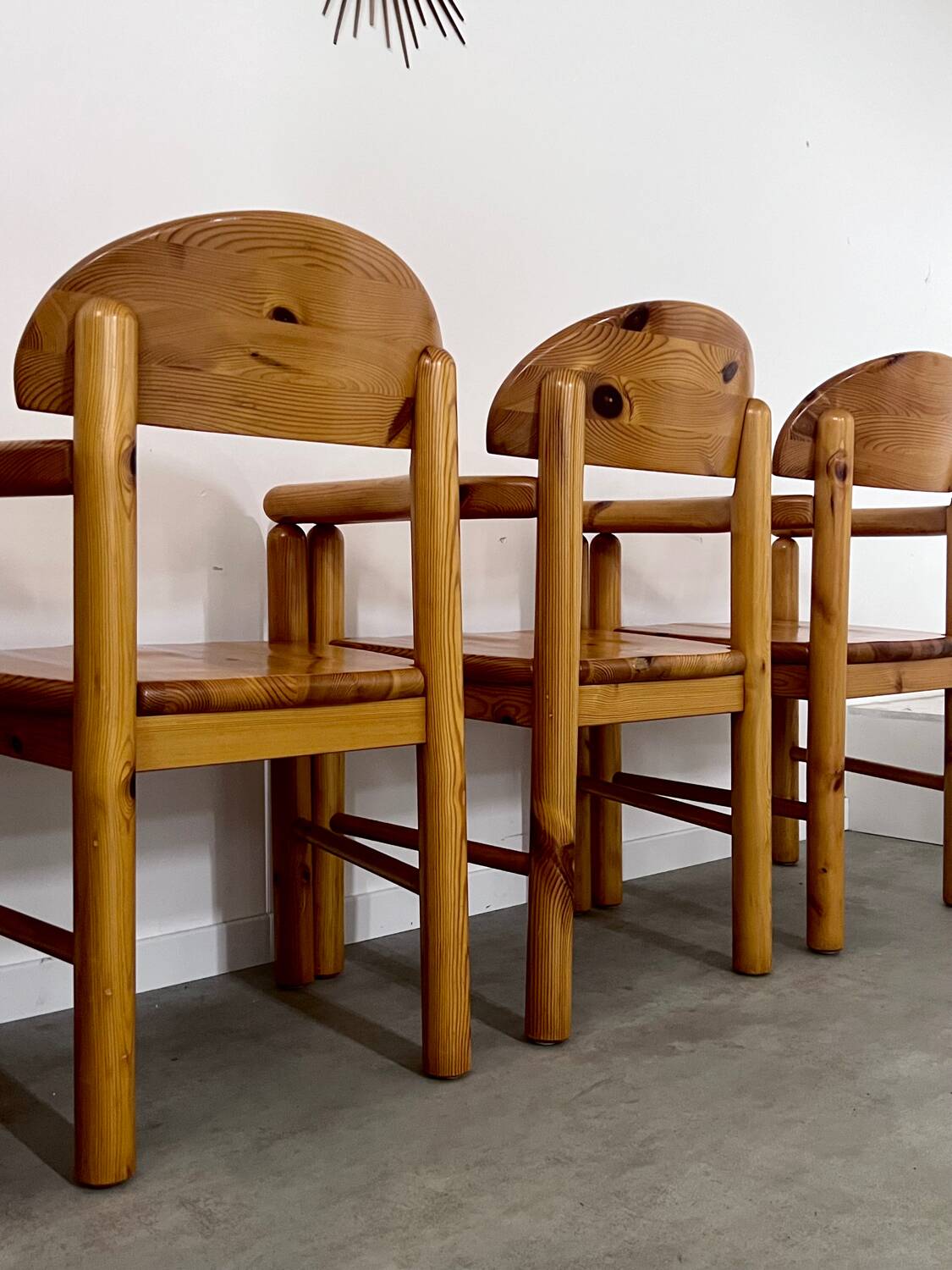 6 old Scandinavian chairs from the 70s solid wood design Reiner Daumiller in solid pine
