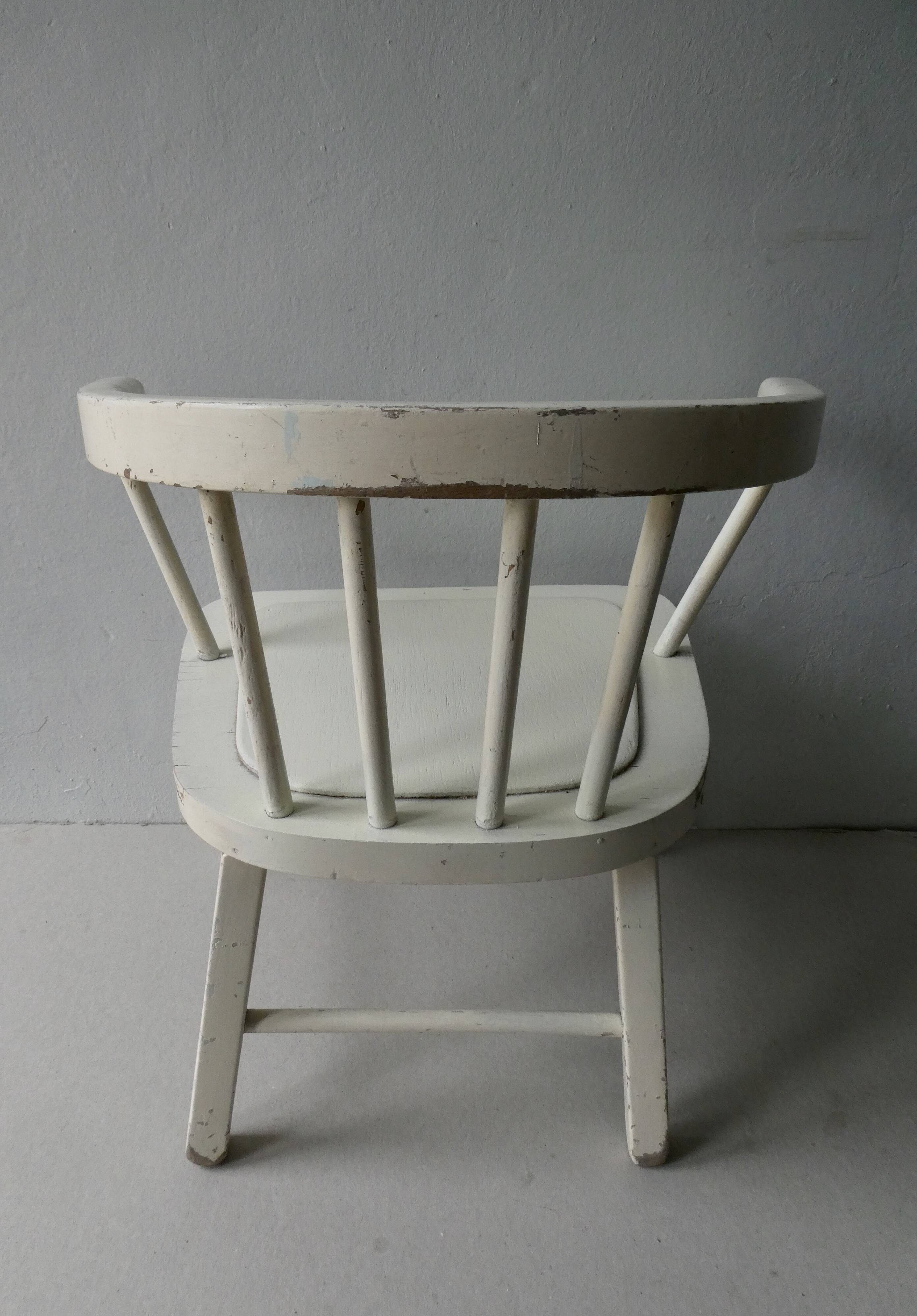 Wooden children's chair, white patina, 60s
