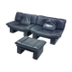 Post modern leather lounge chairs with ottoman by Nicoletti Salotti, Italy 1980s